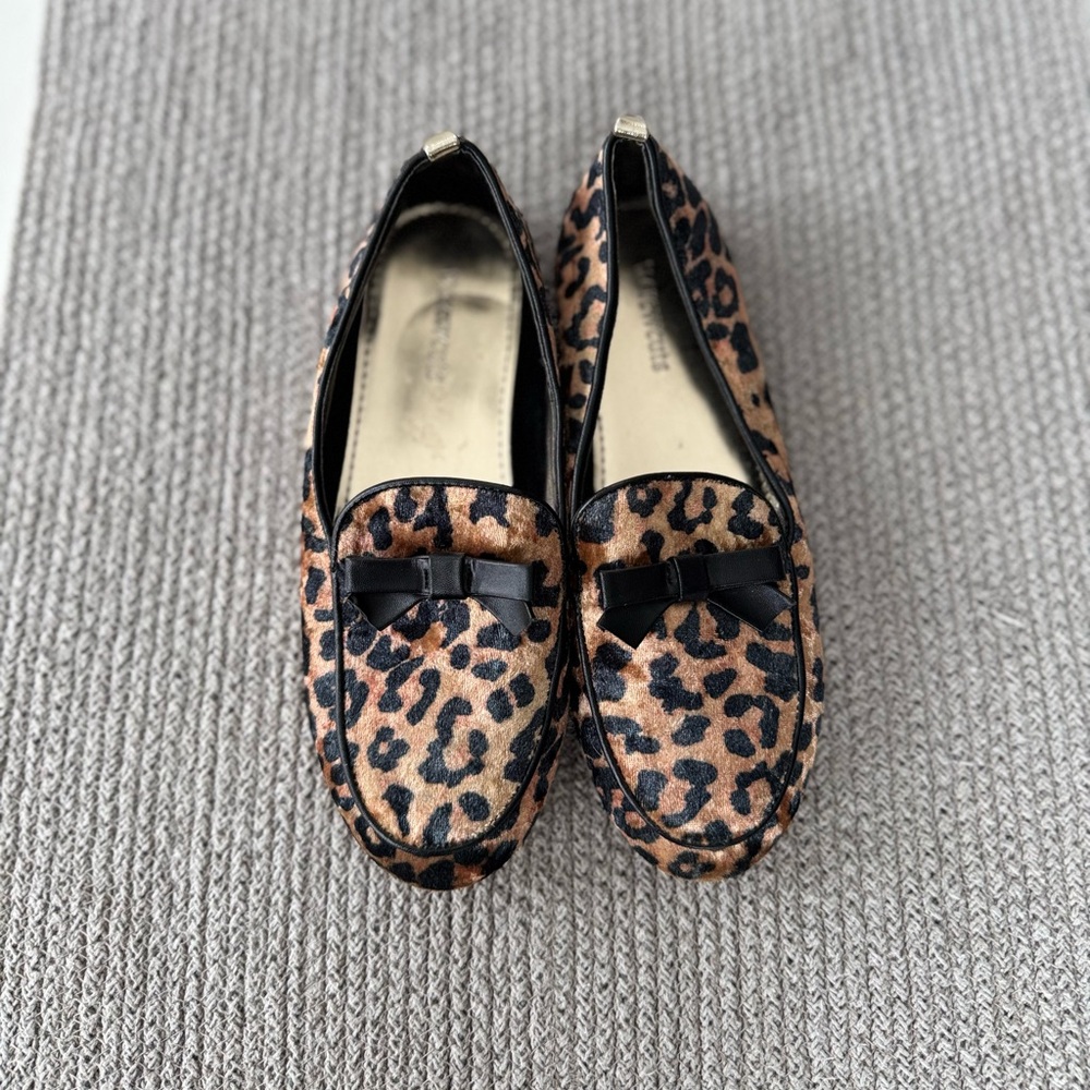 J. Crew Crewcuts Girl’s Leopard Print Black Loafers Flats Slippers Size 3